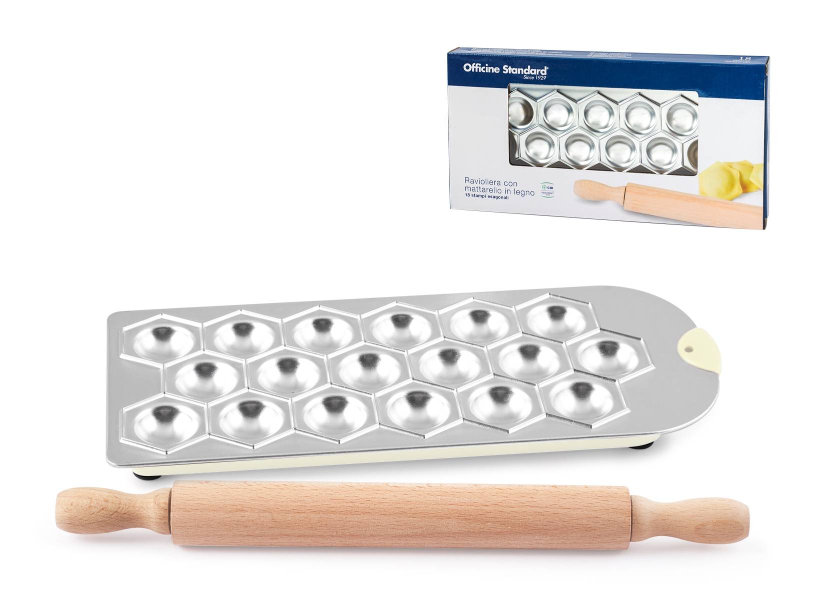 Moule alu pour 12 raviolis ronds rouleau en bois Moule alu pour 12 raviolis ronds rouleau en bois