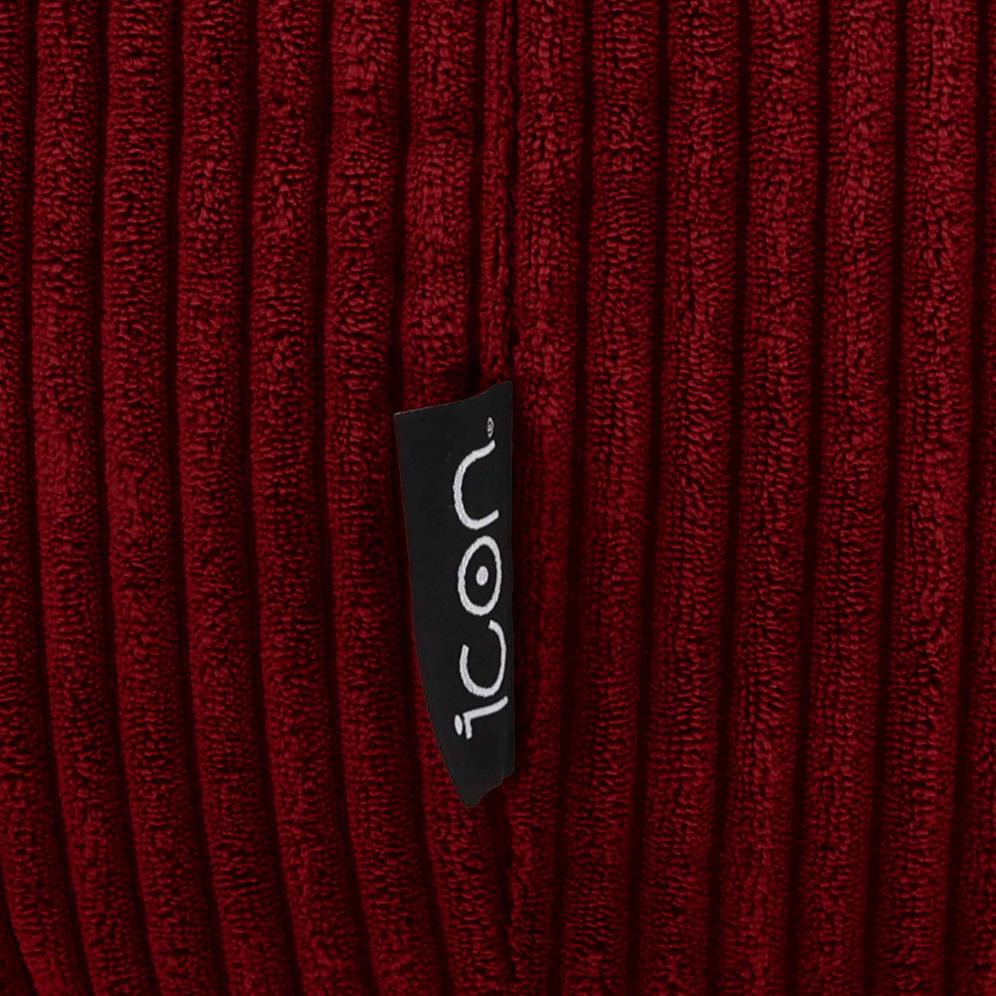 Pouf fauteuil Icon velours côtelé rouge bordeaux, salon, chambre, 85x85cm, Made in Allemagne, Oeko-Tex® - 6