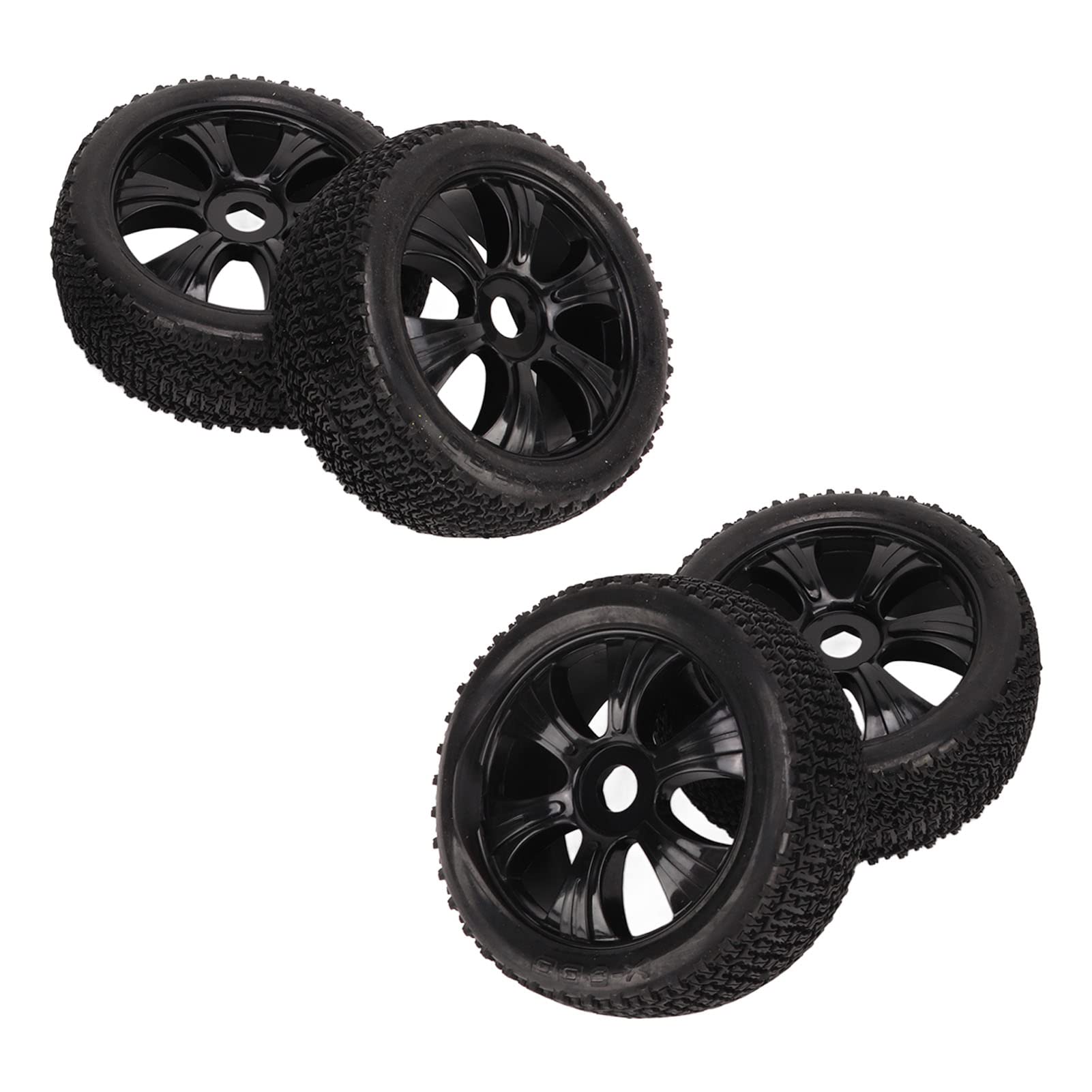 Xinwe 4 Pneus Camion RC 120 Mm Noirs Montés - Roues 1/10 Tout-Terrain Pour SCX10 & Modèles Similaires