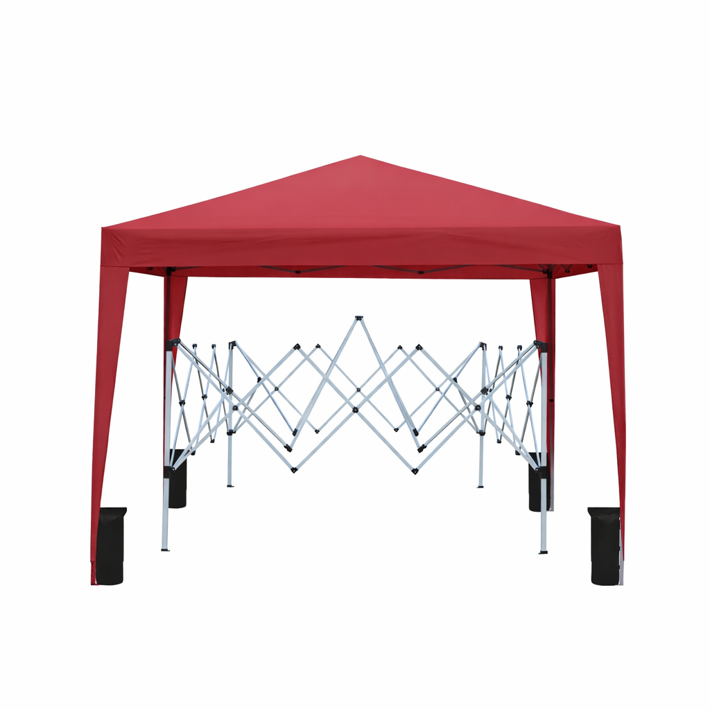 Gazebo pliant 3x3 m bourgogne, stable hivernal, UV 50+, 4 murs, 4 sacs. Pour jardin. - 4