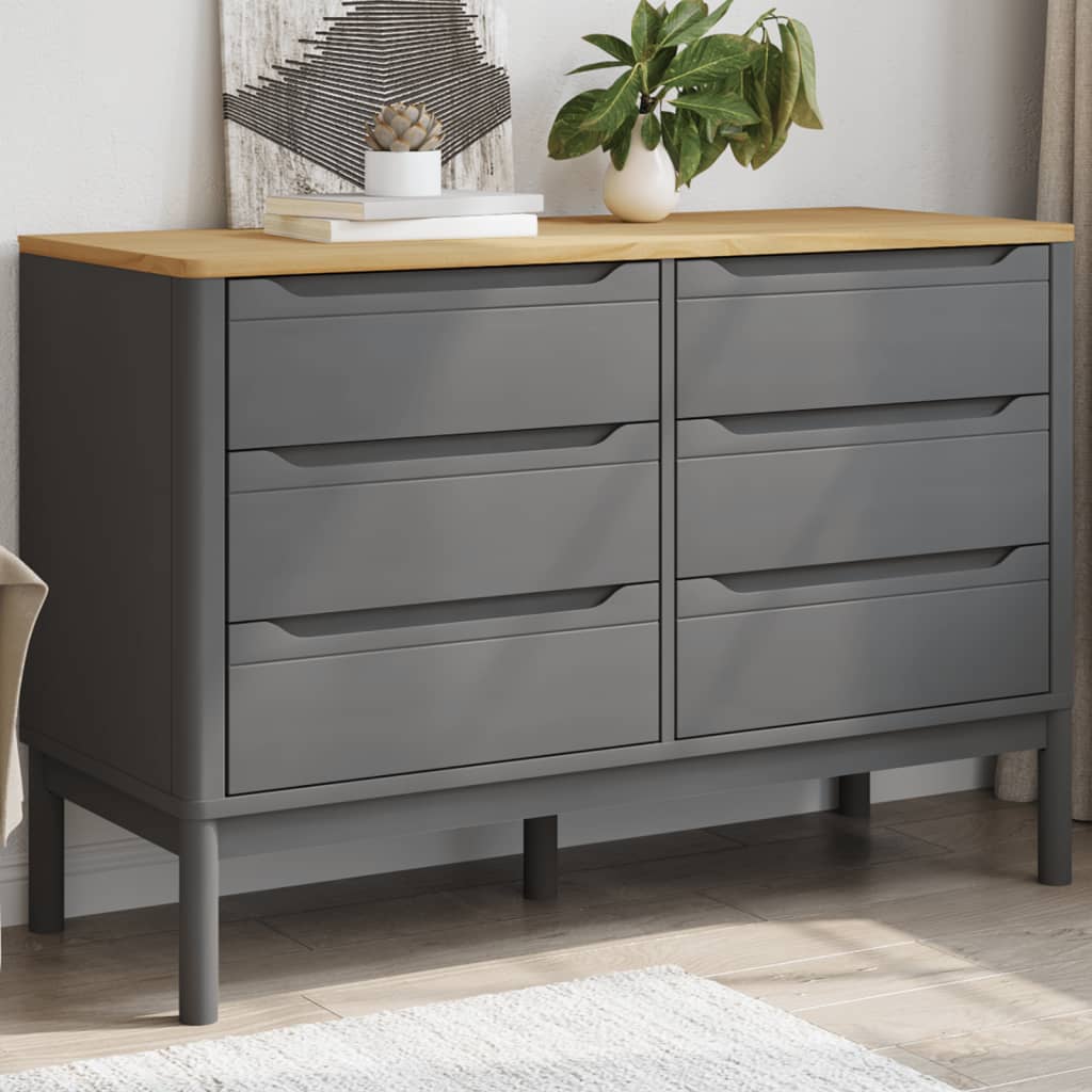 Commode FLORO gris bois de pin massif | Leroy Merlin