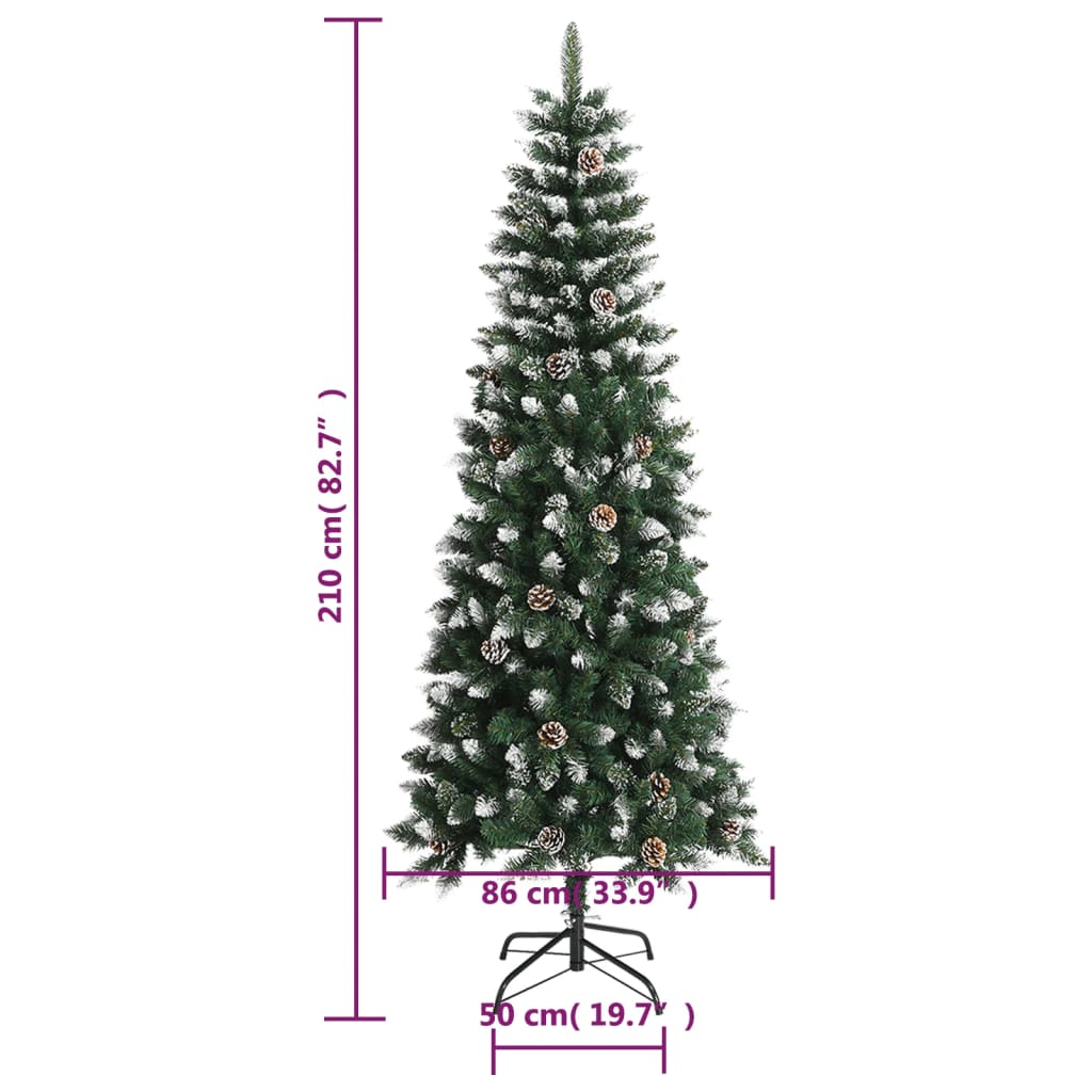 Albero di Natale Artificiale con Base Verde 210 cm PVC vidaXL - 9