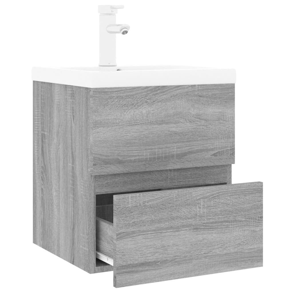 Meuble lavabo avec bassin intégré 41 x 38,5 x 45 cm bois d'ingénierie gris 02_0006877 - 2