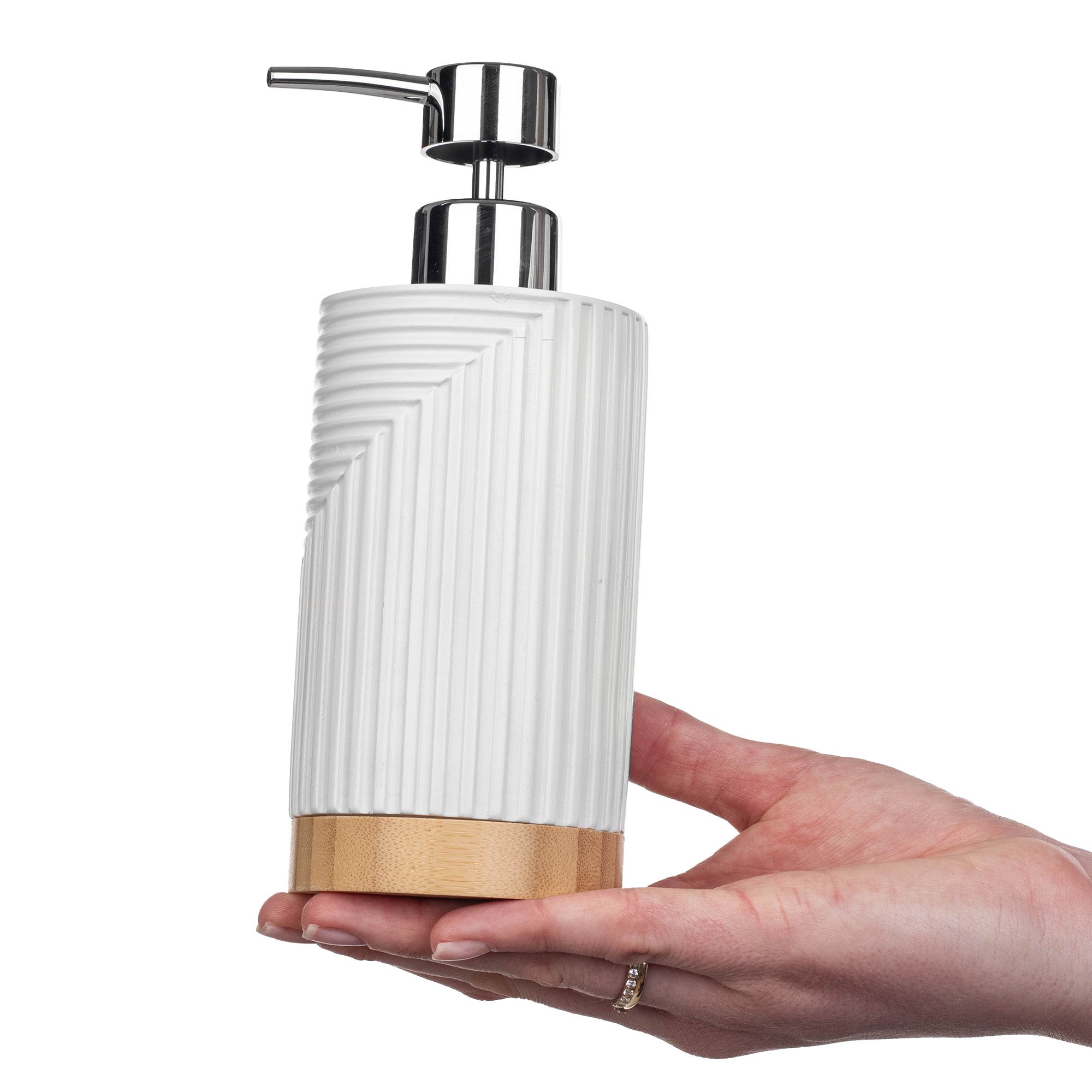 DOZOWNIK MYDŁA W PŁYNIE NA MYDŁO 320ml BIAŁY POJEMNIK ŁAZIENKOWY POMPKA - 5