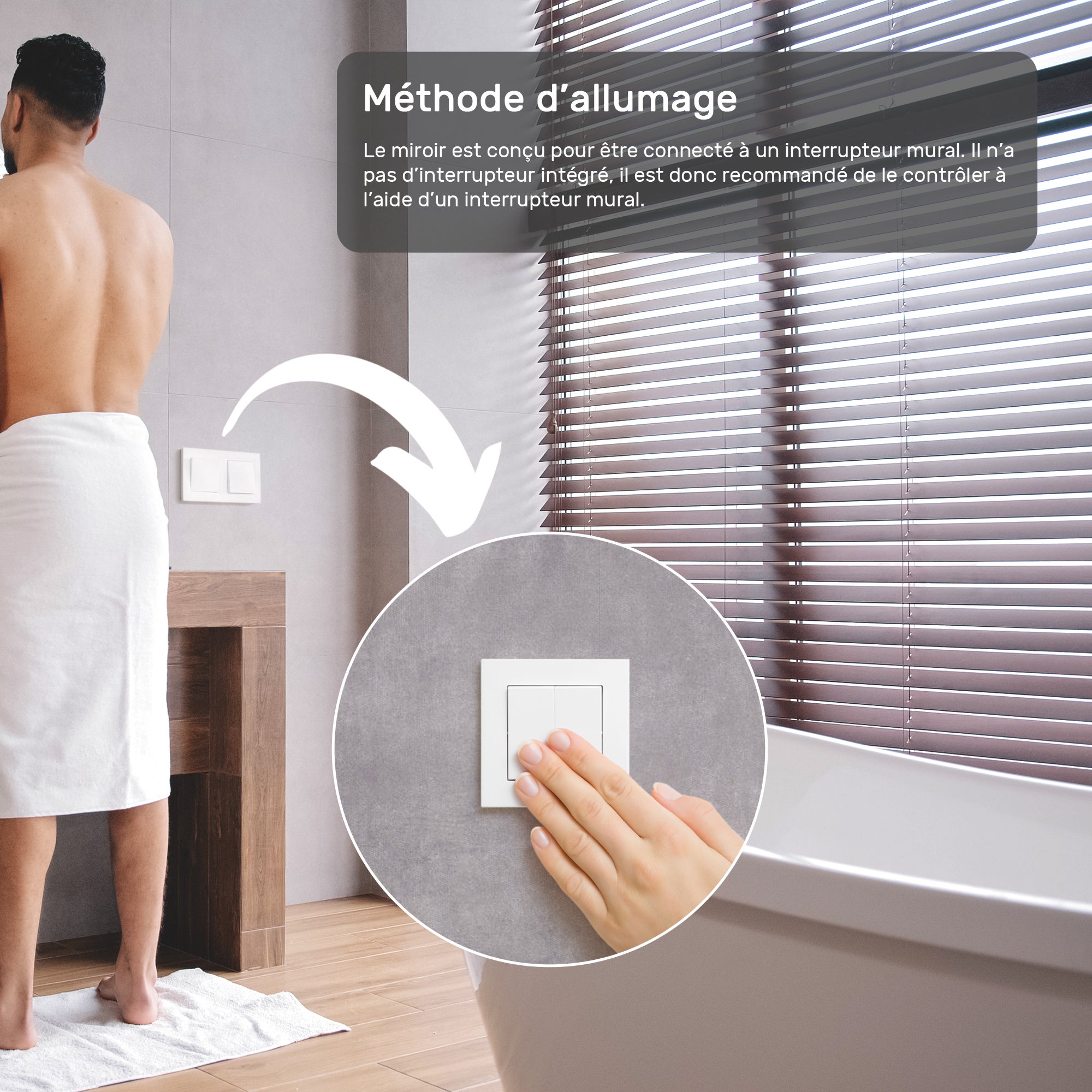 Specchio da bagno con illuminazione a LED (50x80 cm) Specchio illuminato a LED con illuminazione (TST106) Bianco caldo 3000K - 4