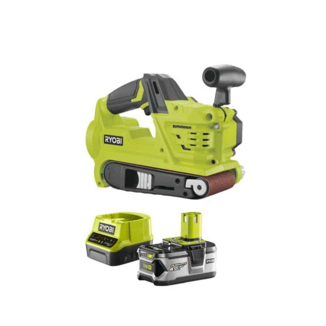 Pack RYOBI ponceuse à bande 75 mm 18V One+ R18BS-0 - 1 batterie 4.0Ah - 1 chargeur 2.0Ah RC18120-140