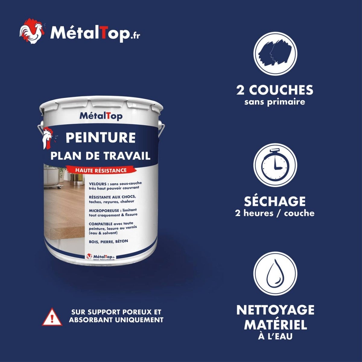 Peinture Plan De Travail - Metaltop - Beige - RAL 1001 - Pot 1L - 5