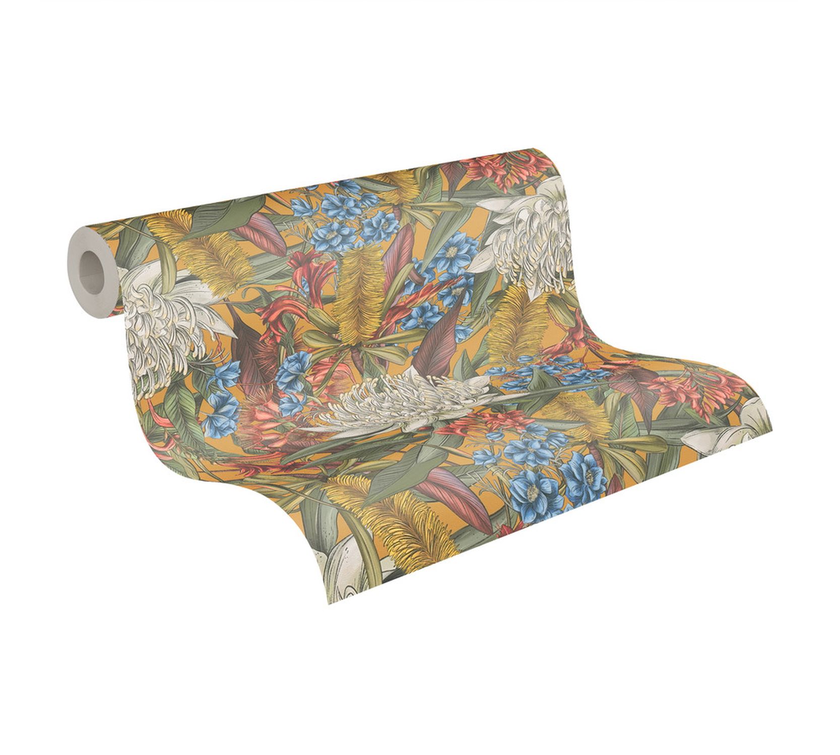 Tapeta kwiaty w wielu kolorach,żółtym,zielonym,niebieskimIczerwonym - 53 cm x 10.05 m - LIVINGWALLS