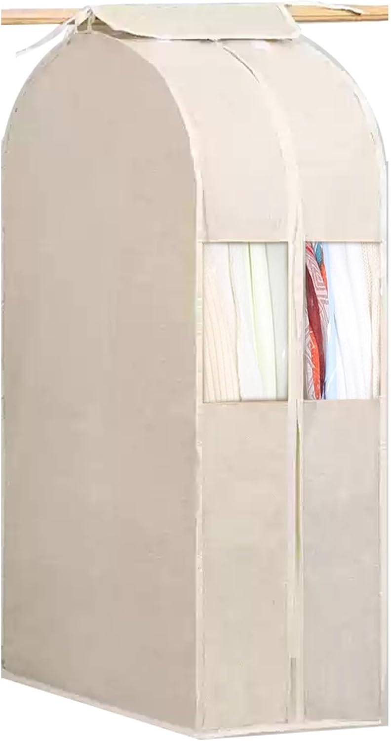 WANGJIANPENGPL Pokrowiec na garderobę, Zapinany na zamek błyskawiczny pokrowiec na ubrania, Przechowywanie w szafie, Beżowy, 60*28*90 cm/24*11*35 cali