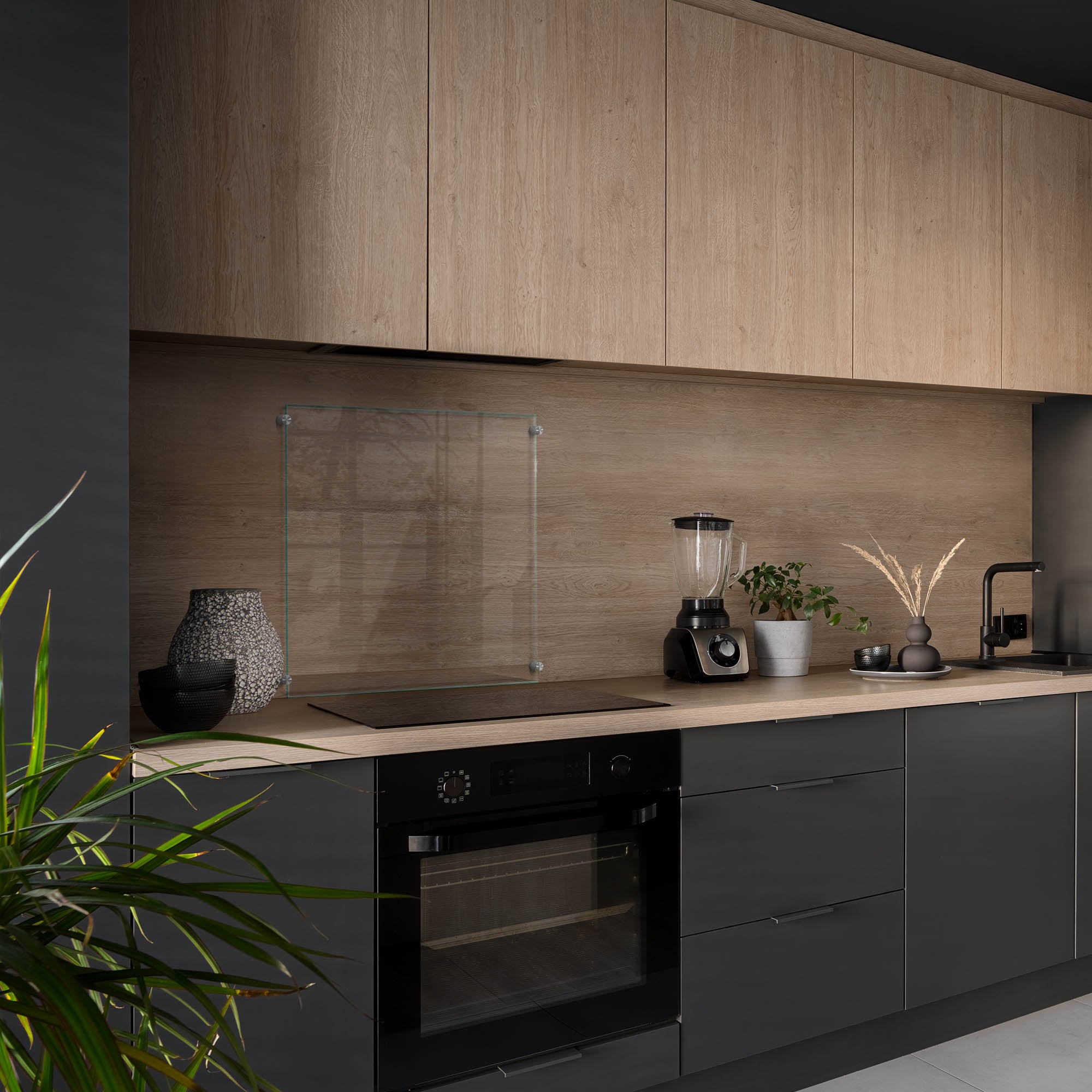 Panneau crédence verre transparent 60x60 cm – fond de hotte avec fixation murale, facile à nettoyer - 3