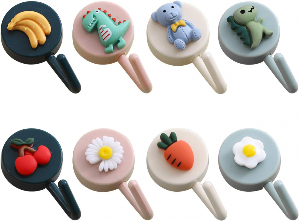 Haczyki na klucze Haczyki samoprzylepne Haczyki dekoracyjne, urocze owoce, zwierzęta, warzywa Moneta ścienna, na wieszaki, haczyki grzebieniowe