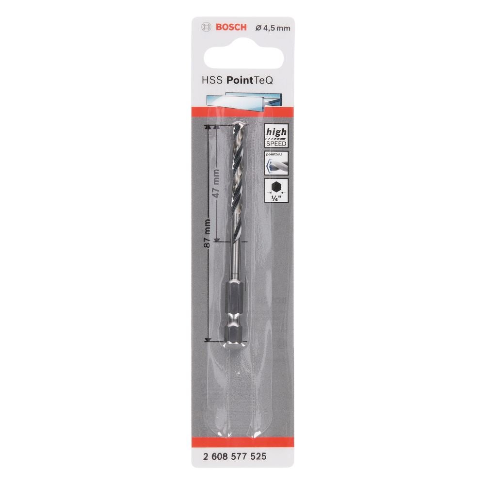 Wiertło Bosch PointTeQ stal HSS 4,5 mm długość 47 mm
