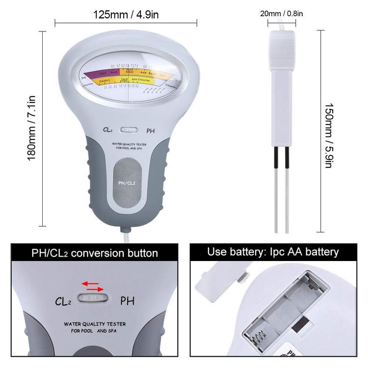 Qualité Eau Testeur,Portable Numérique Moniteur,Ph Eau Testeur Analyse Chlore Piscine Kit Test - 2