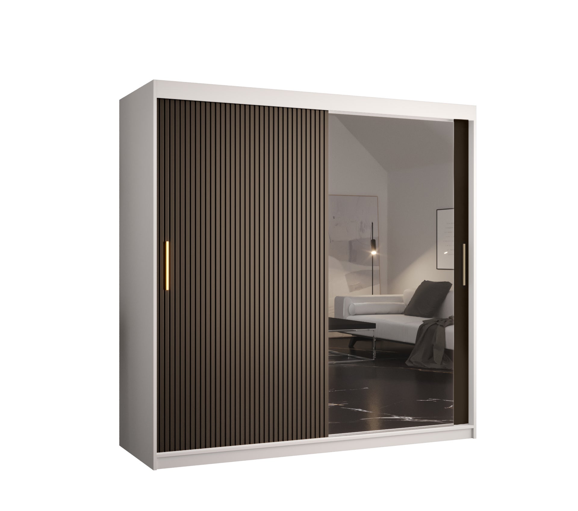 Szafa przesuwna garderoba RIFLO SLIM 2 180 x 62 x 200 cm Biały + Czarny - Abiks Meble