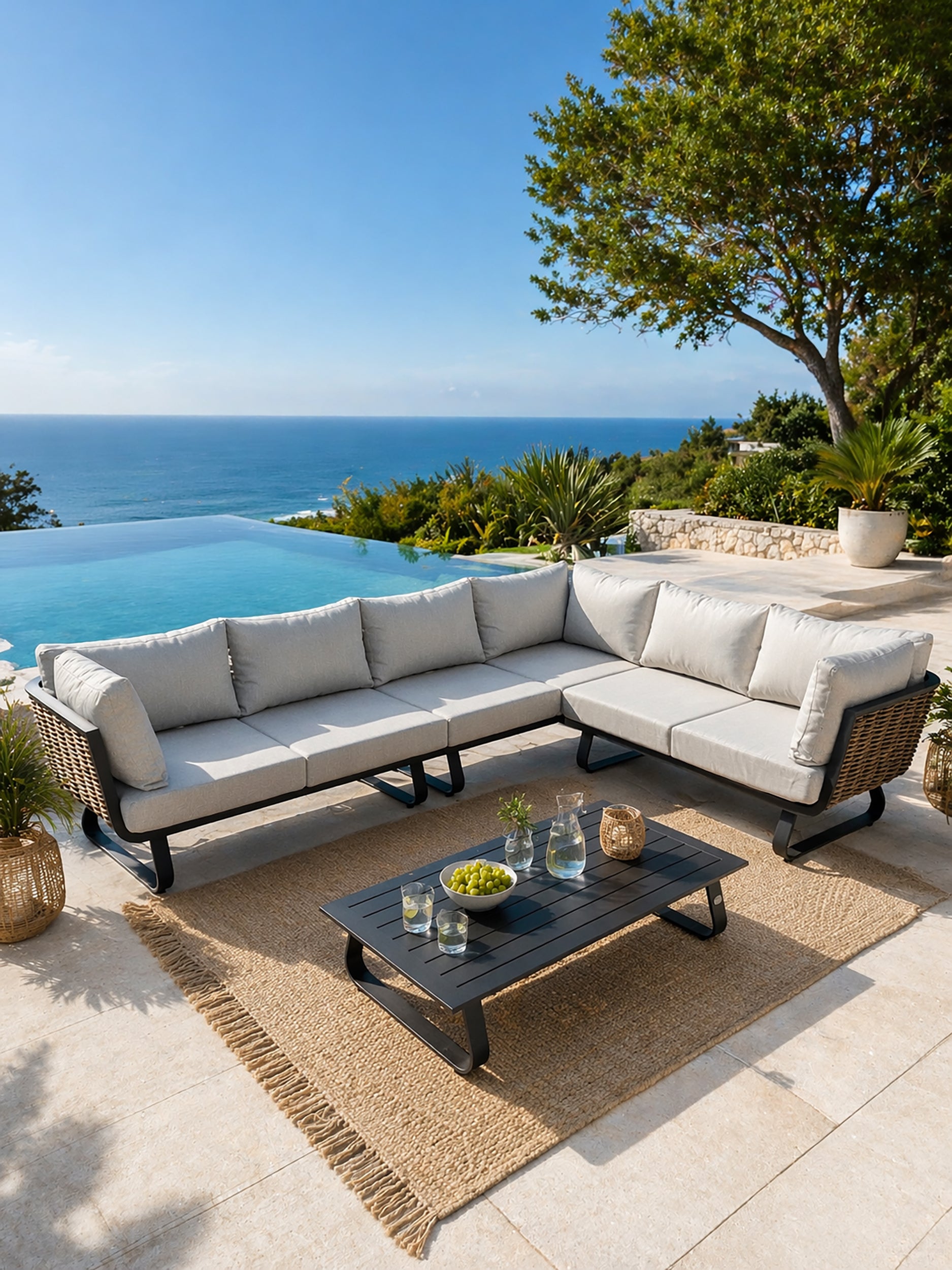 Salon de jardin bas en aluminium (6 places) KUMLA - DCB GARDEN | Leroy ...