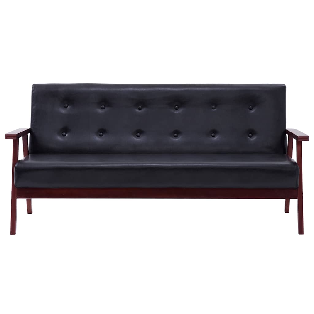 vidaXL Ensemble de canapés 2 pcs noir similicuir - 4
