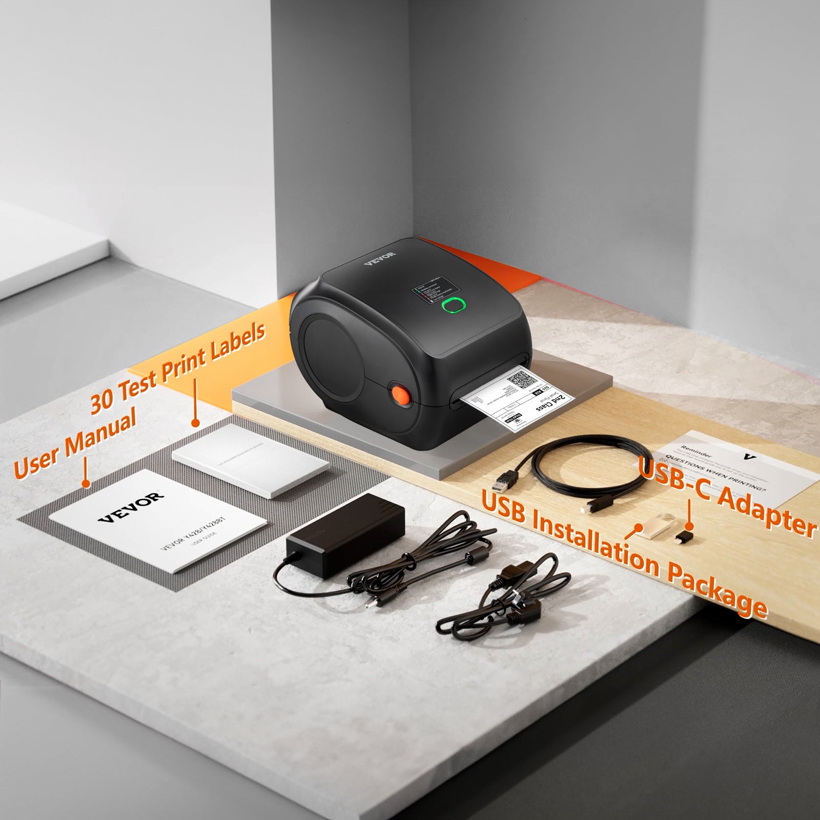 Imprimante d'Étiquettes Thermique VEVOR 4x6 300dpi USB/Bluetooth avec Détection Auto des Étiquettes Amazon/eBay/UPS Prise Charge Windows/IOS/Android - 6