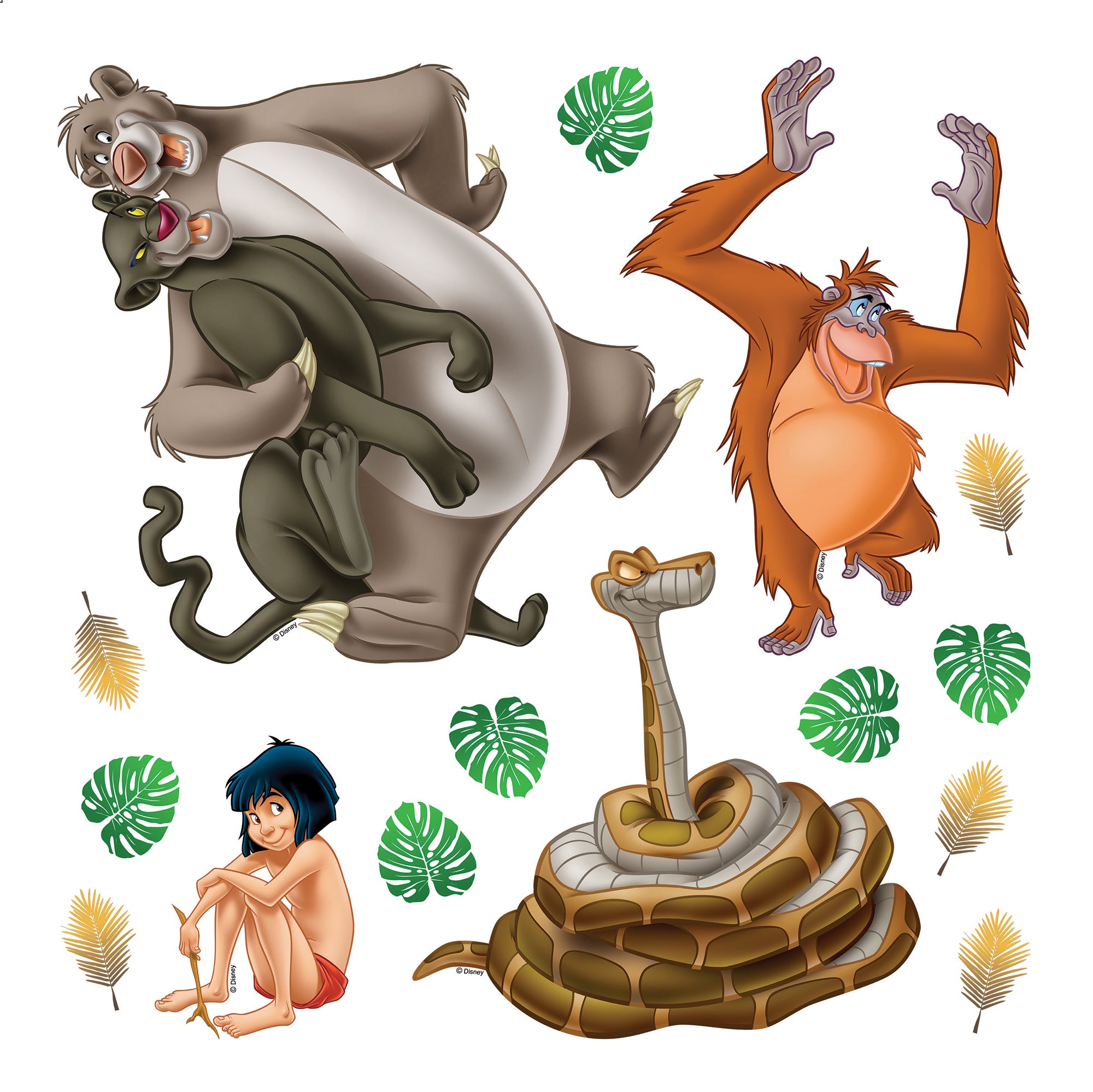 Naklejka na ścianę Księga dżungli brązowym,beżowymIzielonym - 30 x 30 cm - DISNEY