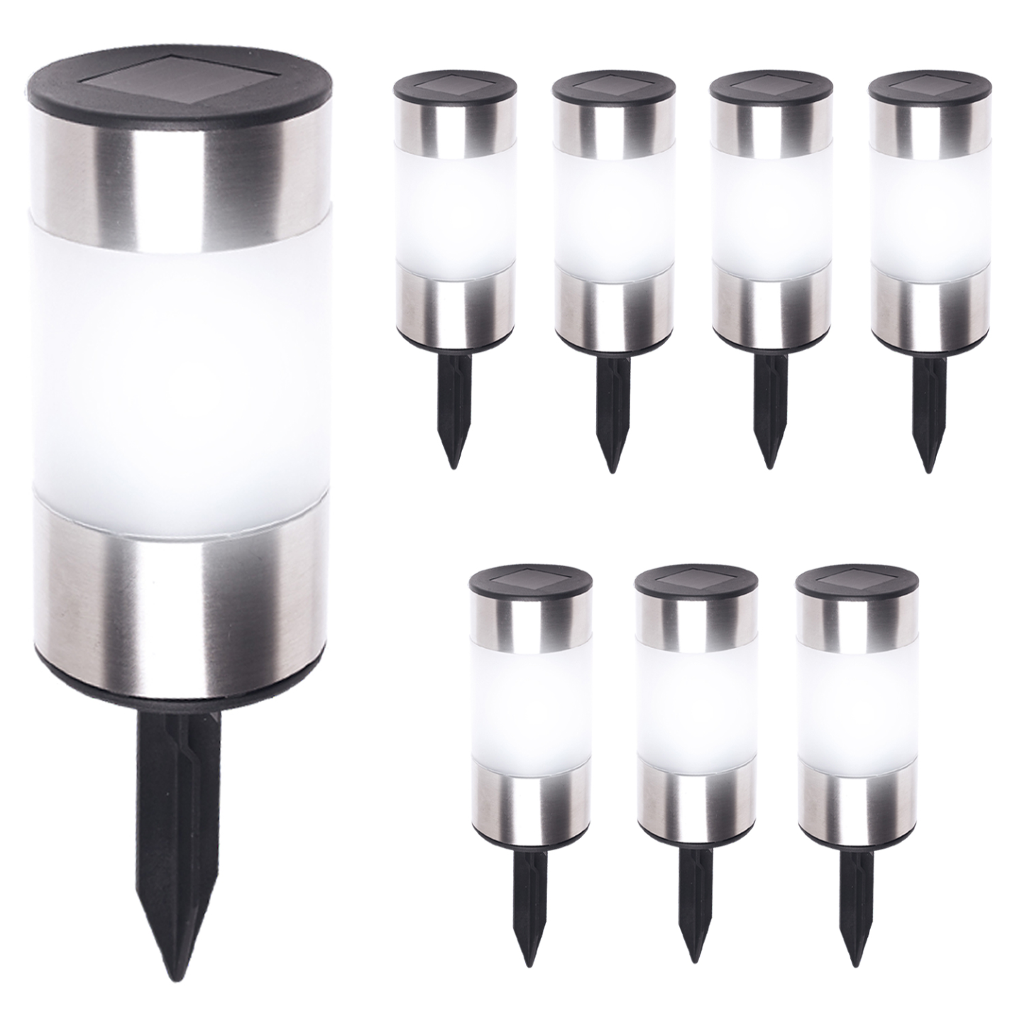 Lot de 8 bornes solaires design inox 2 en 1 - 2