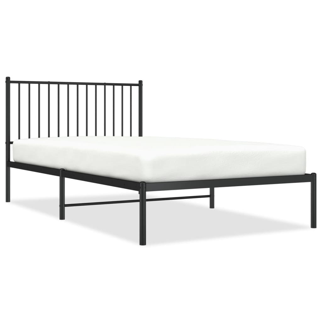 Łóżko Metalowe Czarne Rama Łóżka Ze Stelażem Do Pokoju Sypialni 107x203 cm