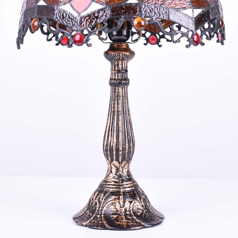 Lampe de table d'inspiration Tiffany avec mosaïque florale en verre - 7