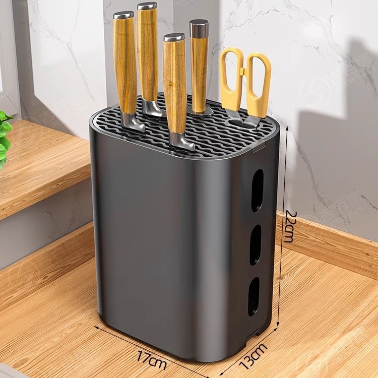 Blok na noże kuchenne, wielofunkcyjny stojak na przybory kuchenne i pałeczki, 22 × 17 × 12 cm, czarny