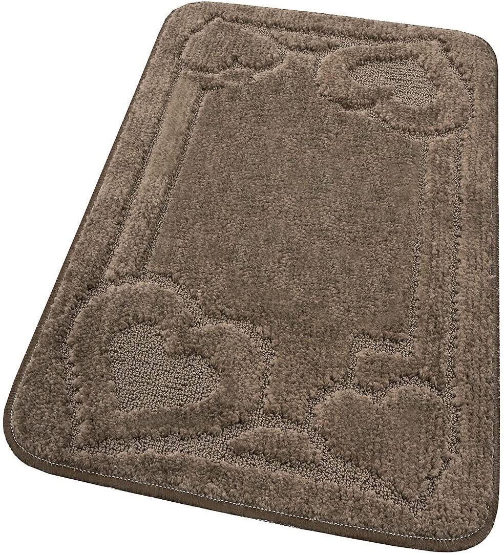 Alfombra de baño 50x110 cm pie de cama moderna suave antideslizante absorbente color sólido corazón marrón