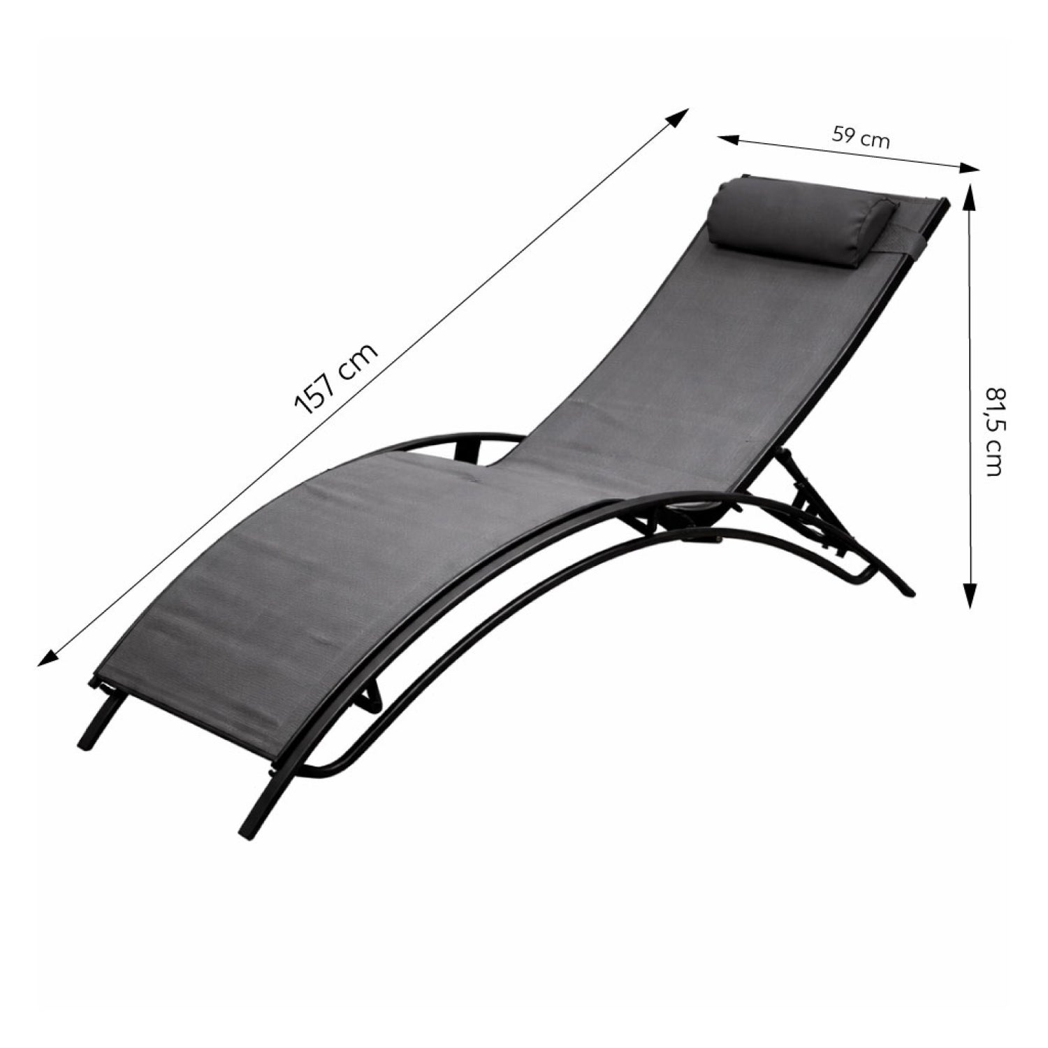 Lot de 2 transats ajustables noir et gris CALI - 3