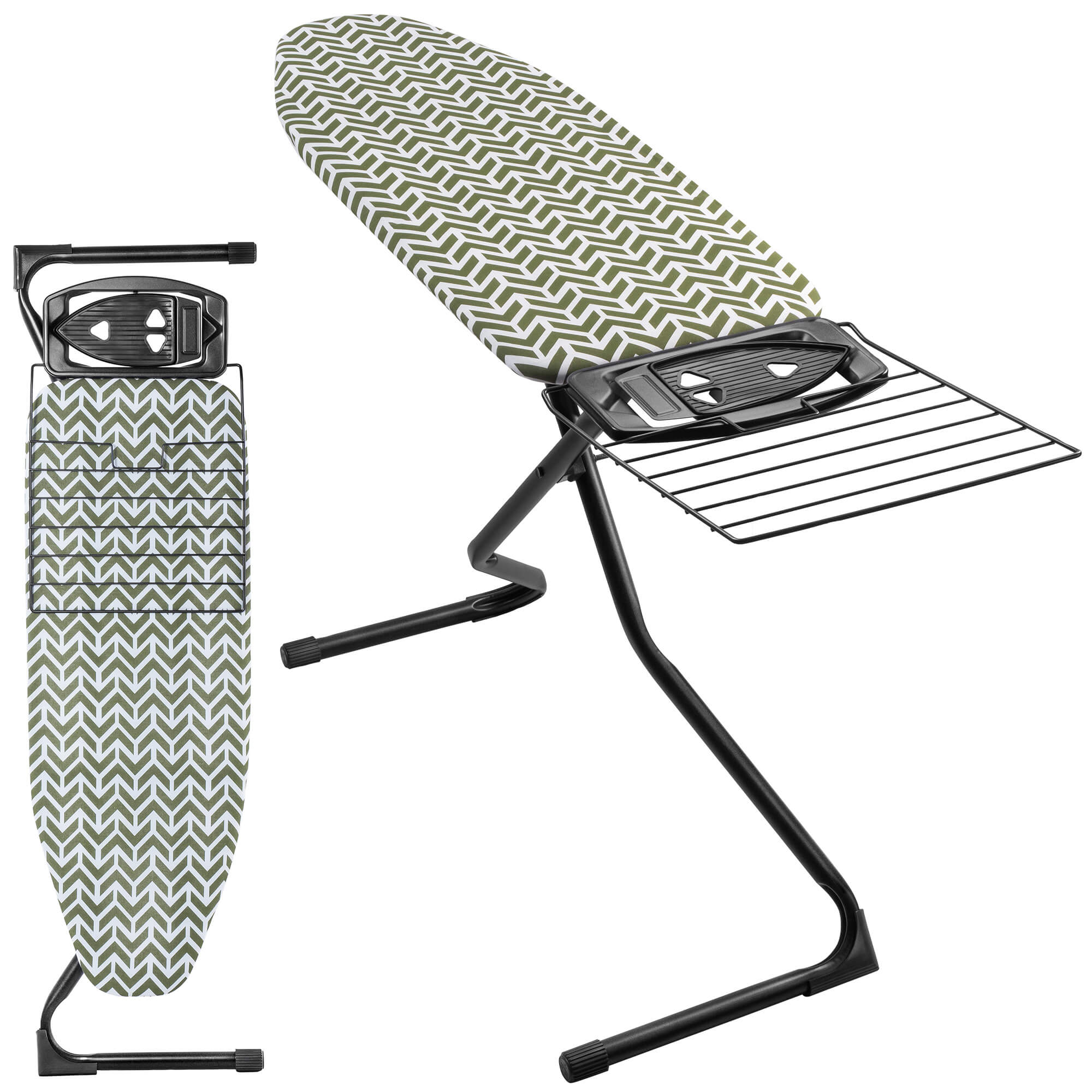 DESKA DO PRASOWANIA 120x42cm Z UCHWYTEM ŻELAZKO SZEROKI BLAT SKŁADANA