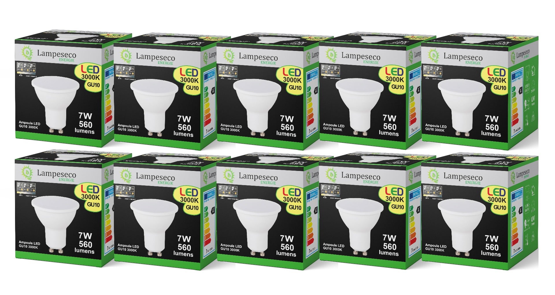 Lot De 30 Spots LED Encastrables 7W (équiv. 56W) - Dimmable 3 étapes, Blanc Chaud 3000K - Blanc