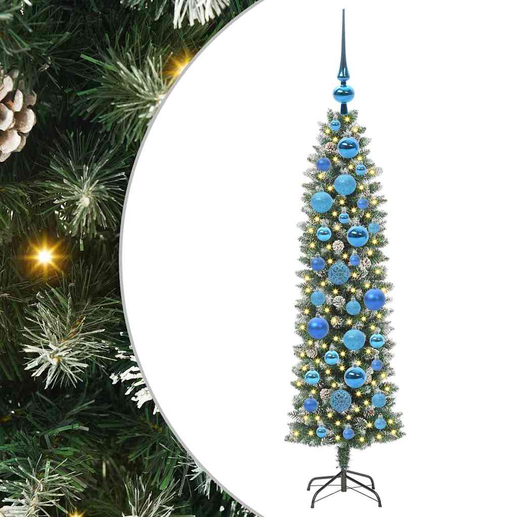 Sztuczne smukłe drzewo bożonarodzeniowe Zielono-biały 120 cm
