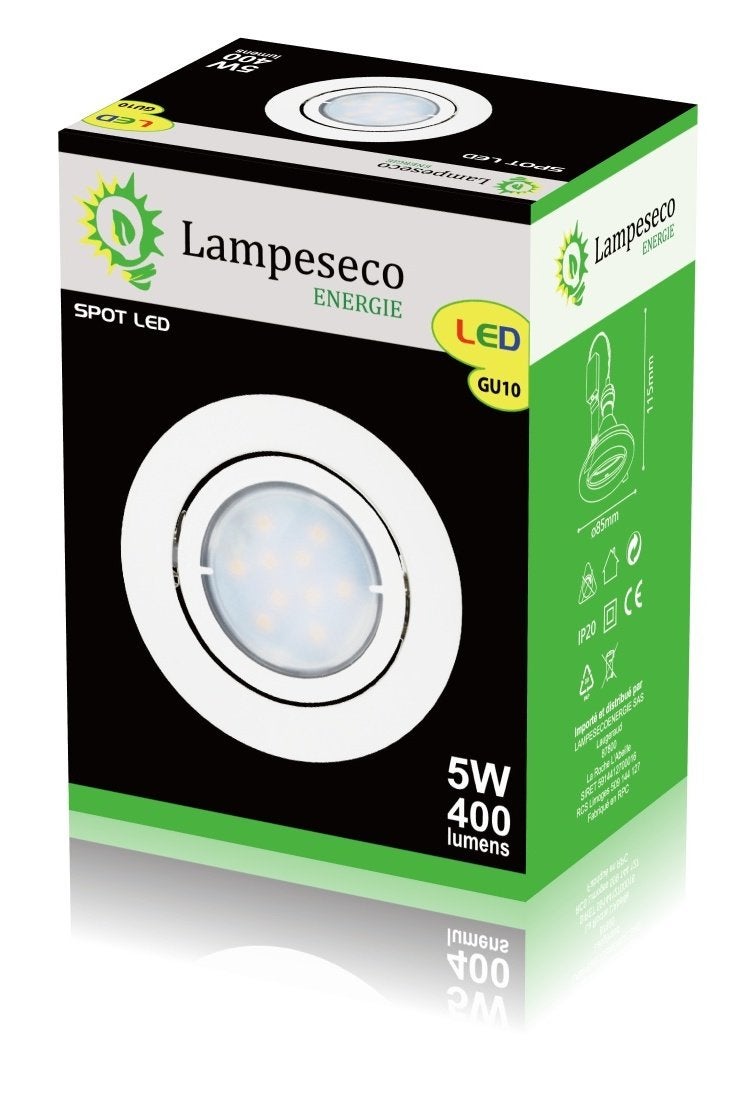 Lot de 6 Spot Led Encastrable Complete Blanc Orientable lumière Blanc Chaud eq. 50W ref.13 - 3