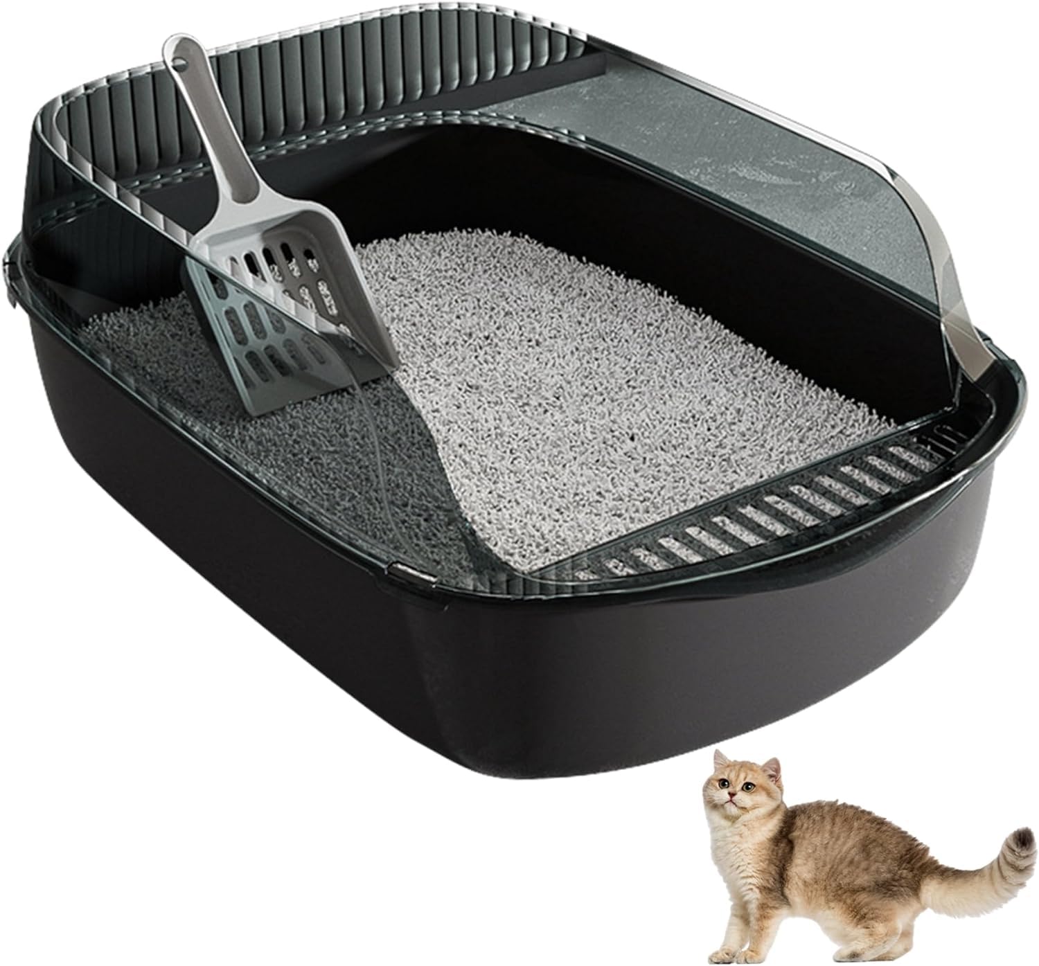 Caja de arena para gatos extraíble de 12 l, doble capa, a prueba