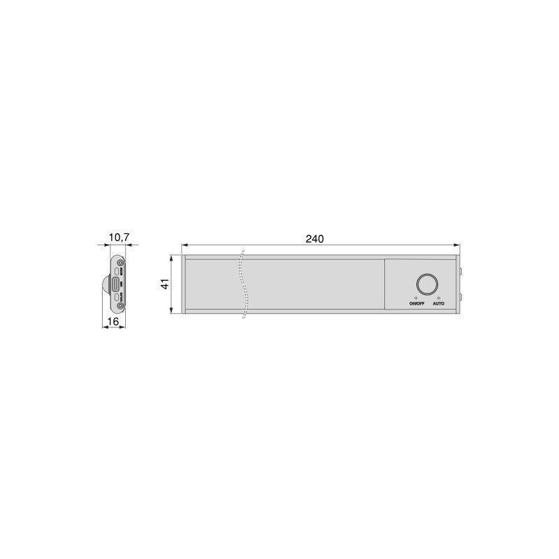 Emuca Lampka ścienna LED Kaus Black ładowana przez USB, z czujnikiem ruchu, L240 mm, Plastik i aluminium, Malowana na czarno - 8