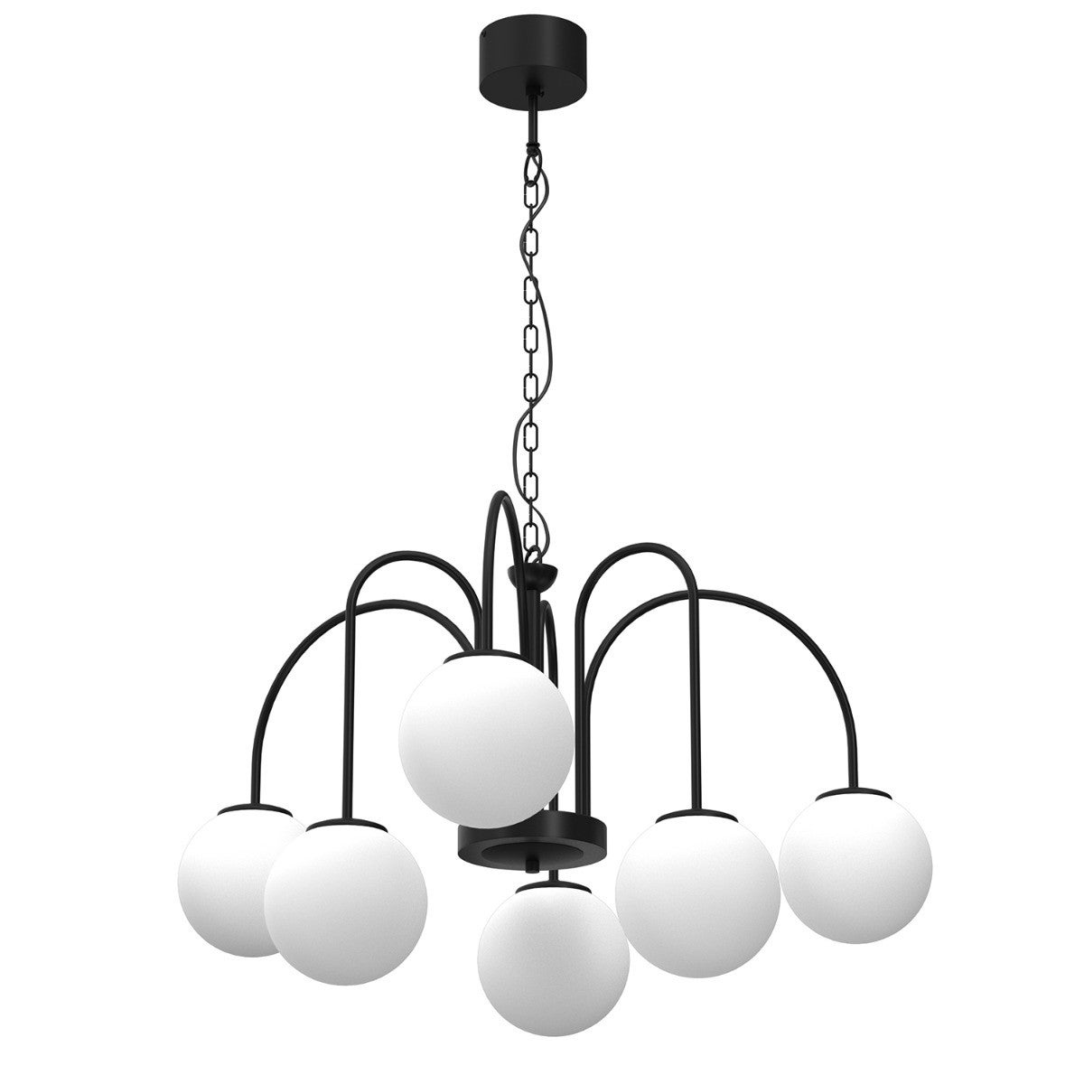 Lampa wisząca Cambridge czarny matowa-biała 6xE14x15W wym: 120 x 65 x 65 cm szkło Luminex