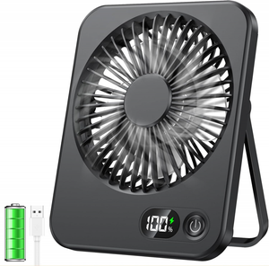 Ventilateur De Bureau Silencieux Rechargeable Par USB Avec Batterie De 5 400 Mah Et Ecran Led Controle De Vitesse Reglable Tete Inclinable A 90 Ventilateur 90762683