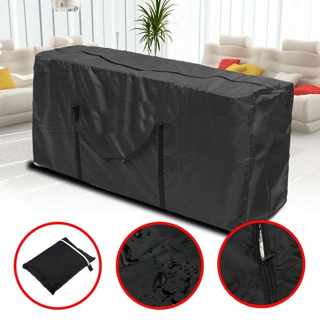 Borsa di stoccaggio Oxford 210D nera per cuscini da giardino, impermeabile e anti-UV con maniglia, ideale per arredi esterni