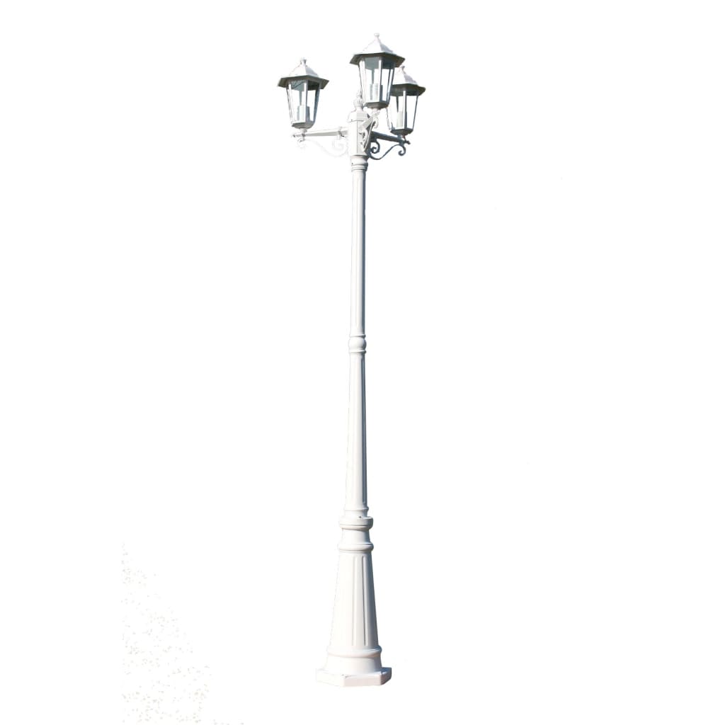 Farola de jardín 3 brazos aluminio blanco 215 cm cfw519495