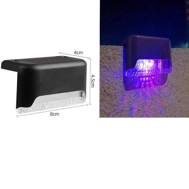 Confezione da 8 luci solari per recinzione, bicolore, luci per scale impermeabili IP44, illuminazione da giardino esterna con interruttore automatico | Leroy Merlin Confezione da 8 luci solari per recinzione, bicolore, luci per scale impermeabili IP44, illuminazione da giardino esterna con interruttore automatico | Leroy Merlin