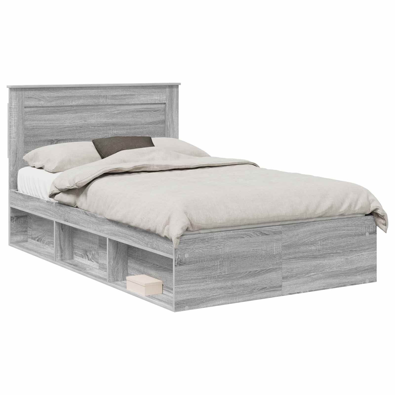 Cadre de lit avec tiroir, gris, 120 x 190 cm, pin massif - 2