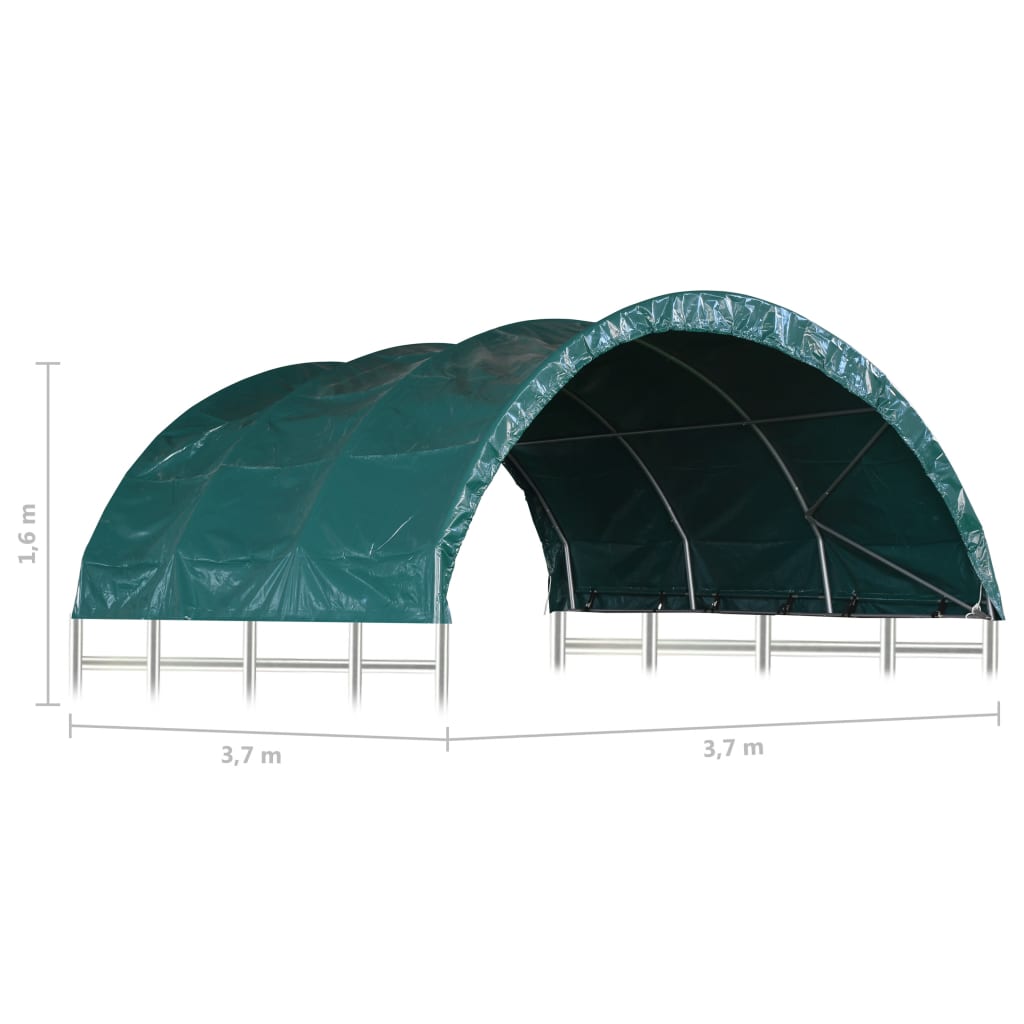Maison Exclusive - Tenda per Bestiame in PVC 3,7x3,7 m Verde - 8