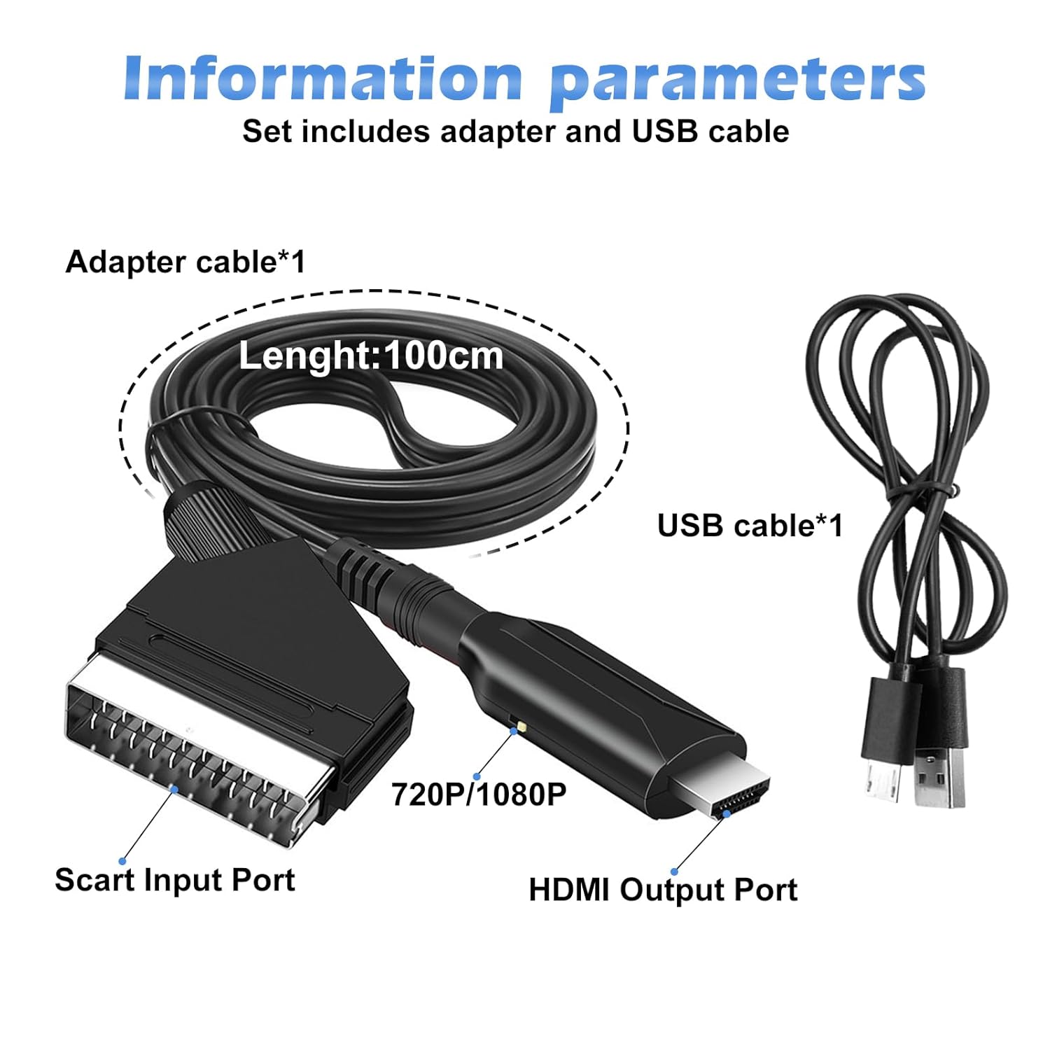 Câble péritel vers HDMI, convertisseur tout en un péritel vers HDMI, convertisseur audio vidéo péritel vers HDMI 1080p/720p avec câble HDMI pour HDTV - 2