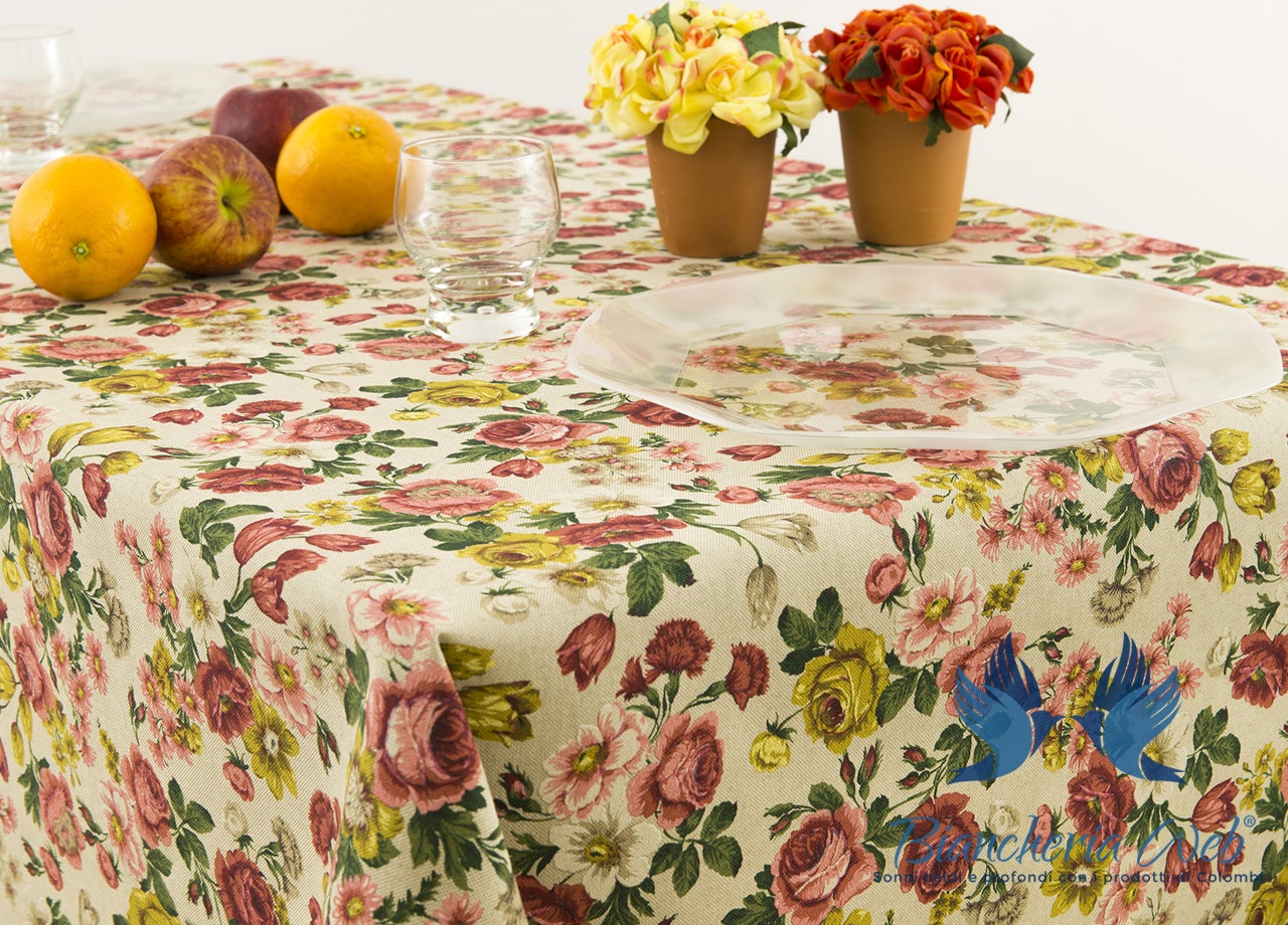 Biancheriaweb Tovaglia Plastificata Panama 100% Cotone Made In Italy - 140x140 Cm, Colore Naturale - 4