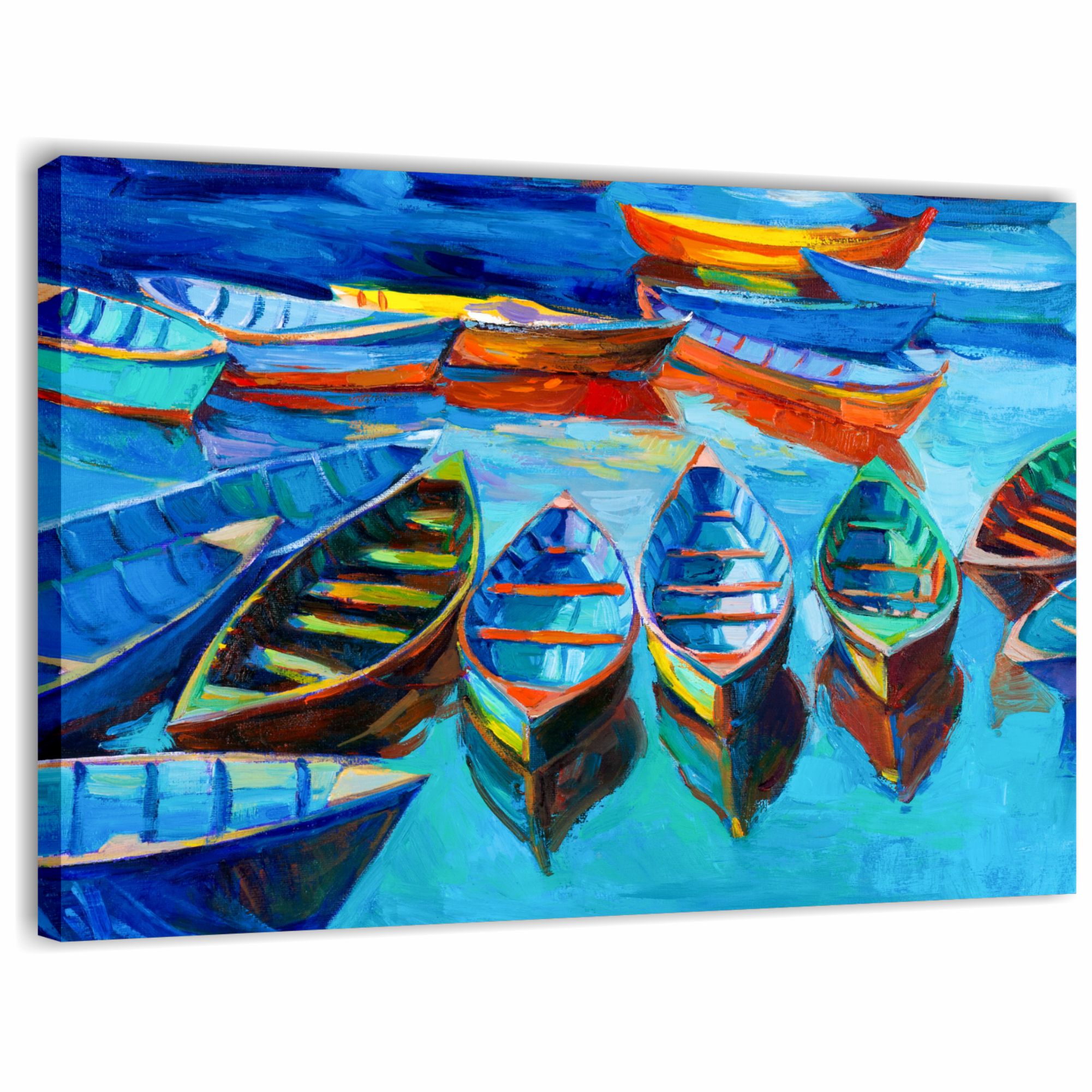 Quadro Tela Astratto Barca A Vela - Dipinto Moderno 75x150 Cm Per Soggiorno, Senza Cornice - Foto 13