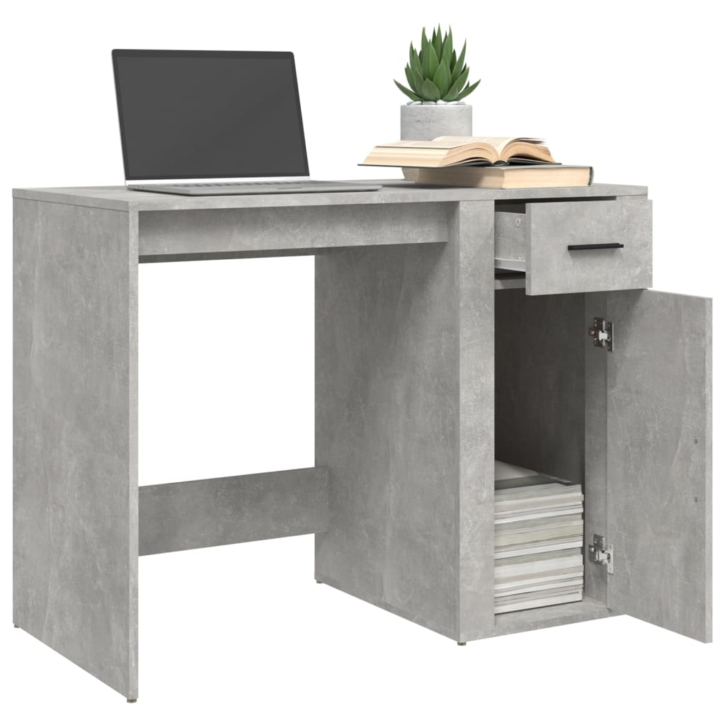 Bureau Gris béton 100x49x75 cm Bois d'ingénierie - 5
