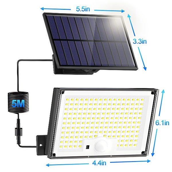 UME Luci Solari Da Esterno Con Sensore Di Movimento, 302 LED, 3000 Lm, IP65, 3 Teste Regolabili A 270° - 2