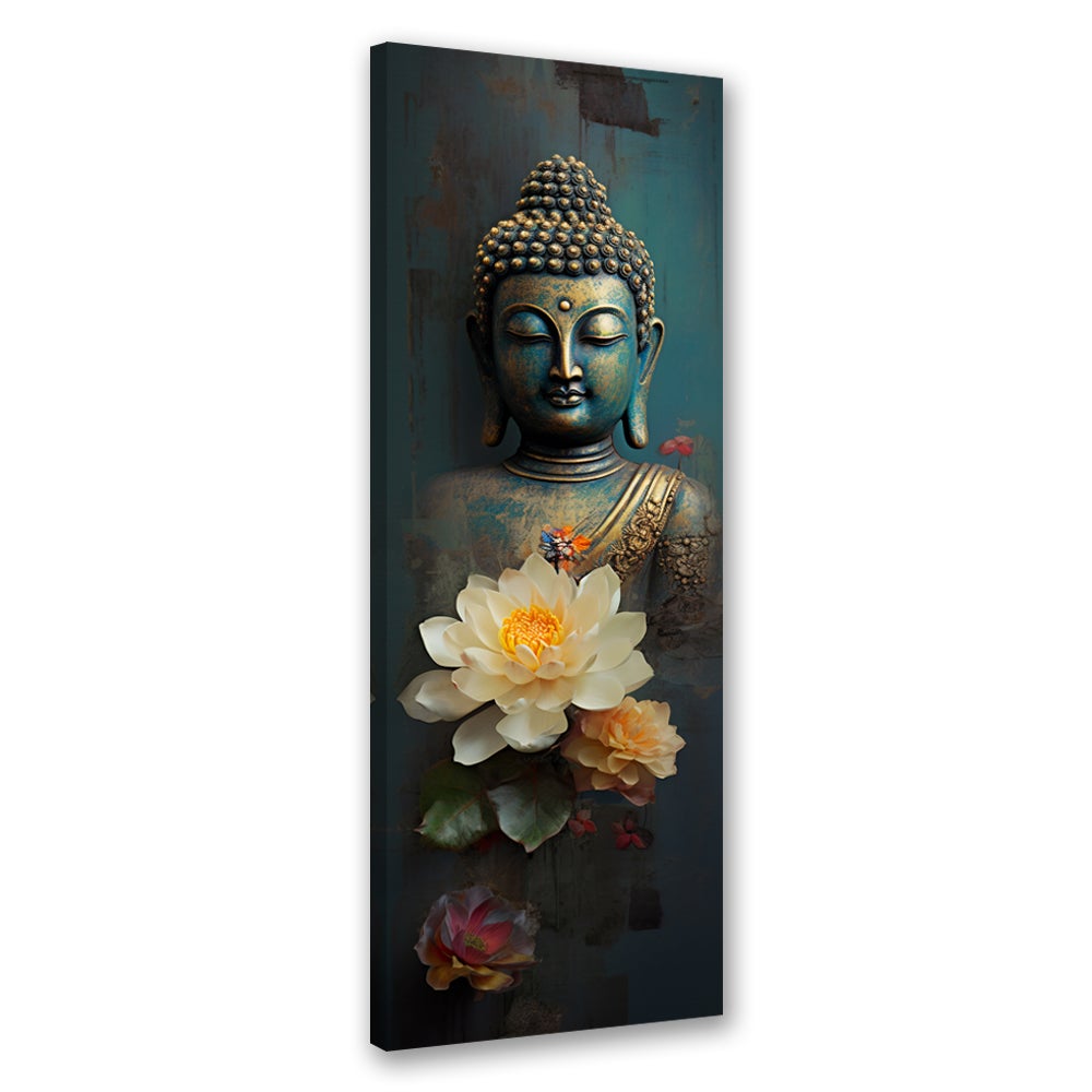 Obraz na płótnie, Budda i kwiaty zen 50x150