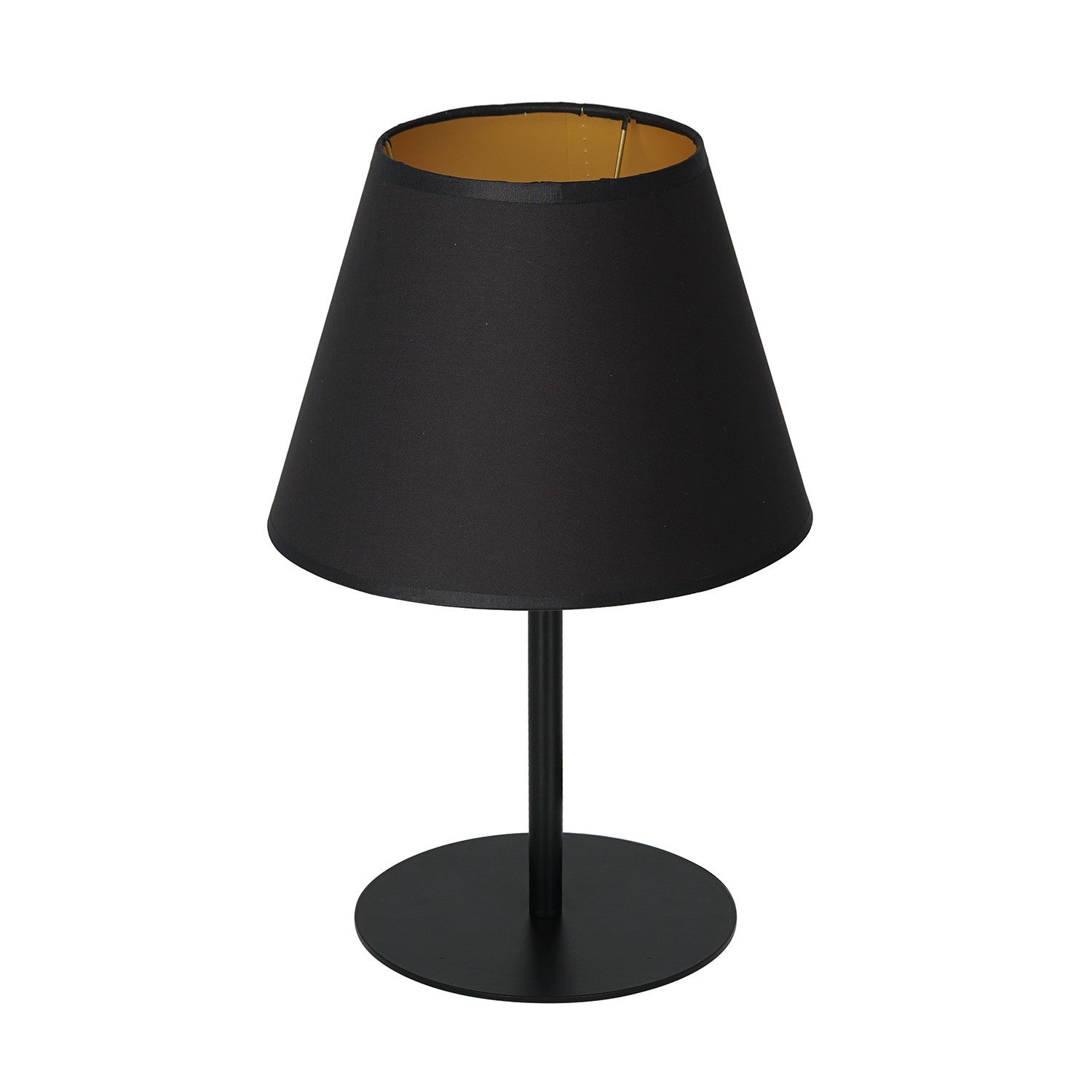 Lampa stołowa czarna 33 cm stożkowy abażur ze złotym wnętrzem Arden 1xE27 15W Luminex