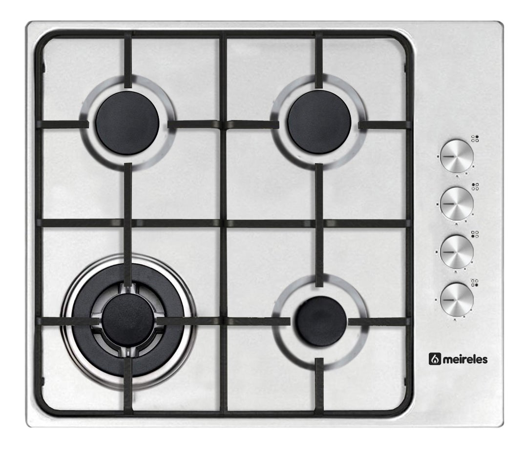 Meireles Placa Gas Mg 3650 X 4 Fuegos Gas (Uno Wok), Encendido Automatico, Acero Inoxidable, 60Cm, Gas Butano Acero Inoxidable, Leroy Merlin