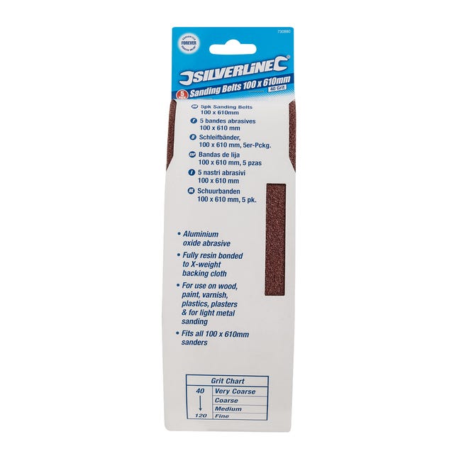 5 Nastri Abrasivi Per Levigatrice A Nastro - 100 X 610 Mm, Grana 24, Ossido Di Alluminio, Per Legno E Metallo